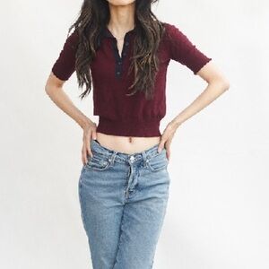 Bundle with any item in my closet for $2 more 
Polo crop top red navy wine